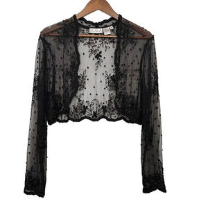 Vintage Scala Shawl Black Beaded Evening Formal Whimsigoth Fairy Grunge XXL‎